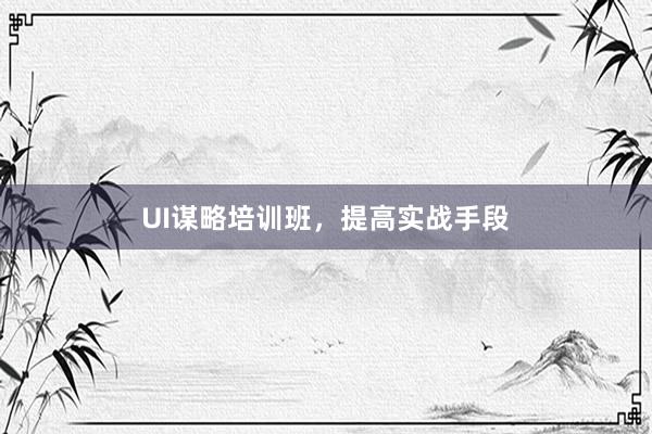 UI谋略培训班，提高实战手段