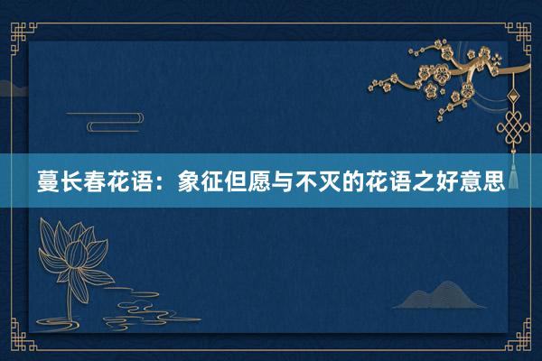 蔓长春花语:象征但愿与不灭的花语之好意思